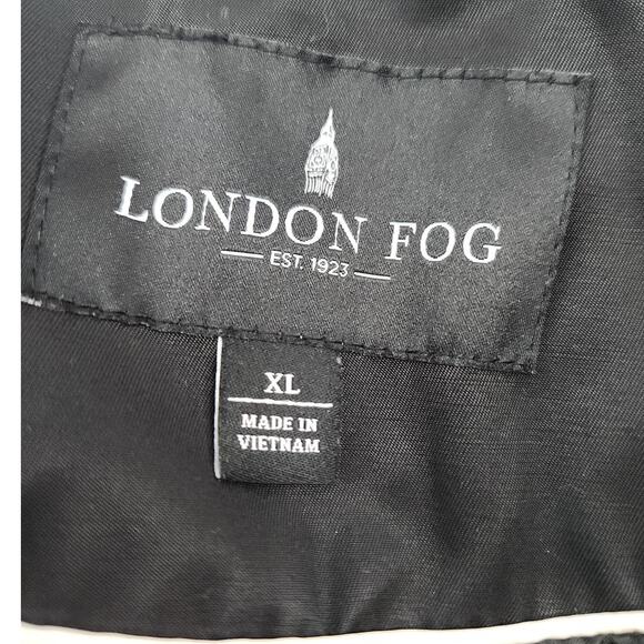 London Fog Trench Coat Women's XL Black Button Down Removable Hood Pockets - Picture 6 of 9
